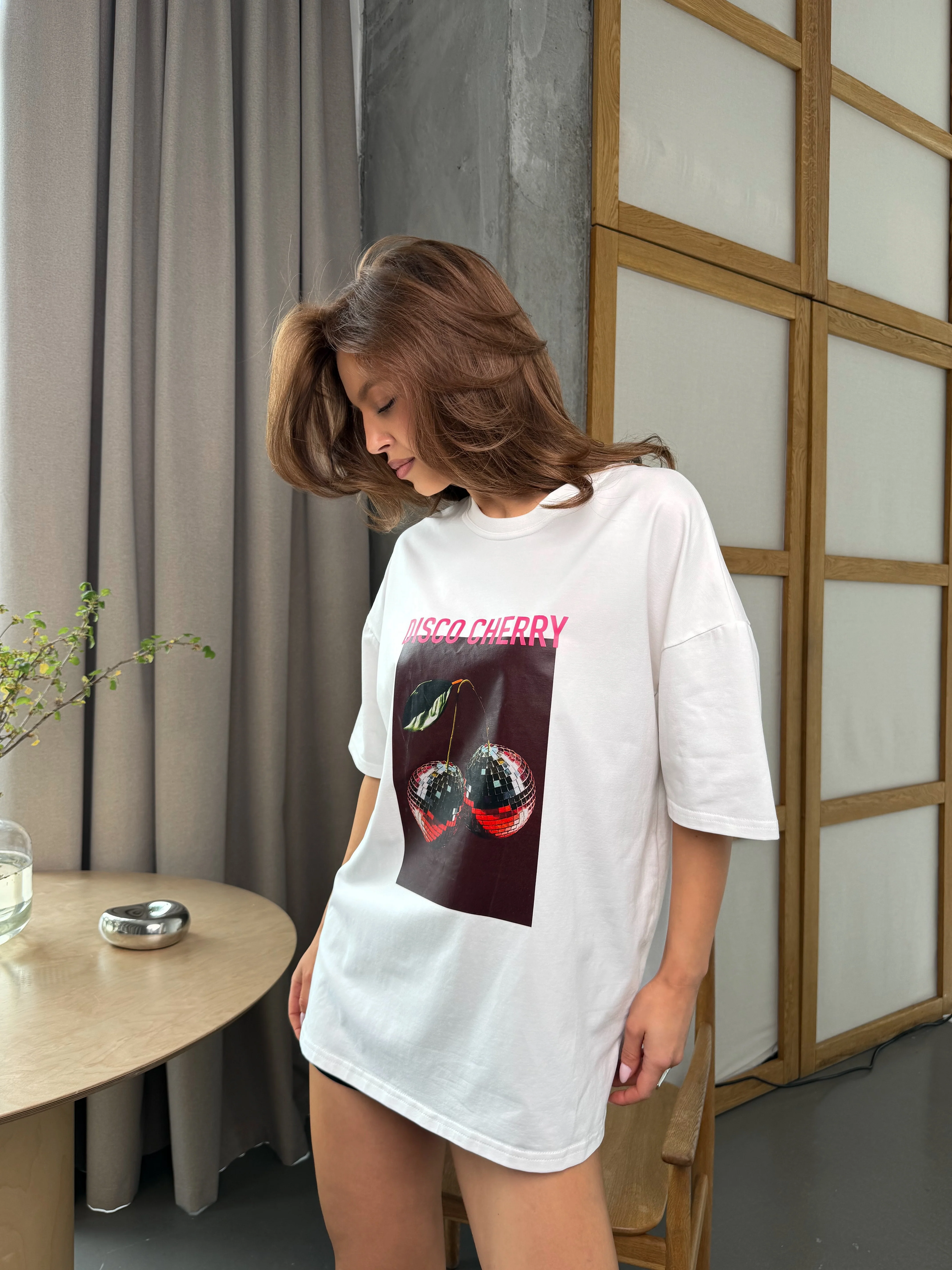 Disco Cherry Oversized Printed T-Shirt - Image 3