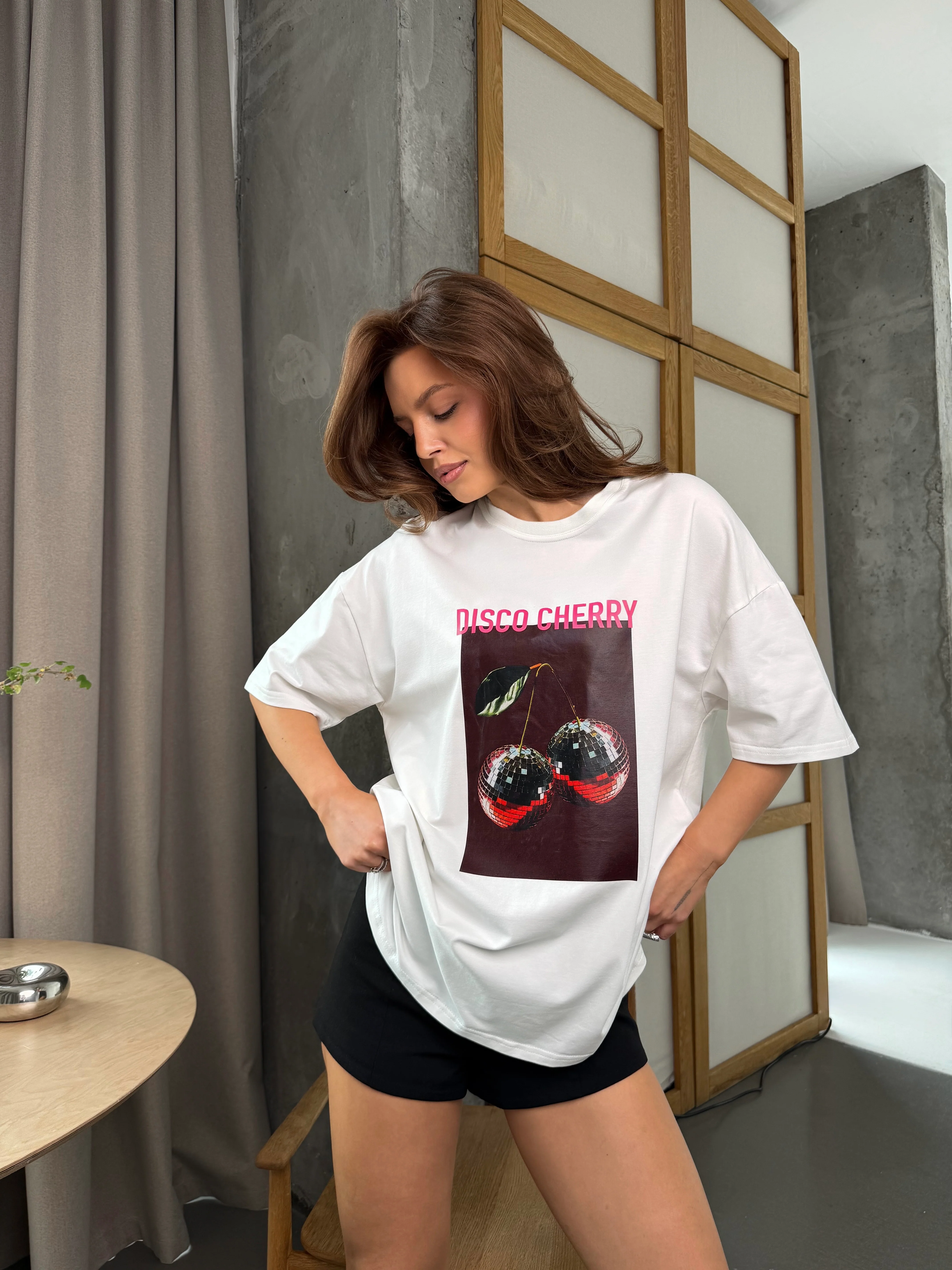 Disco Cherry Oversized Printed T-Shirt - Image 4