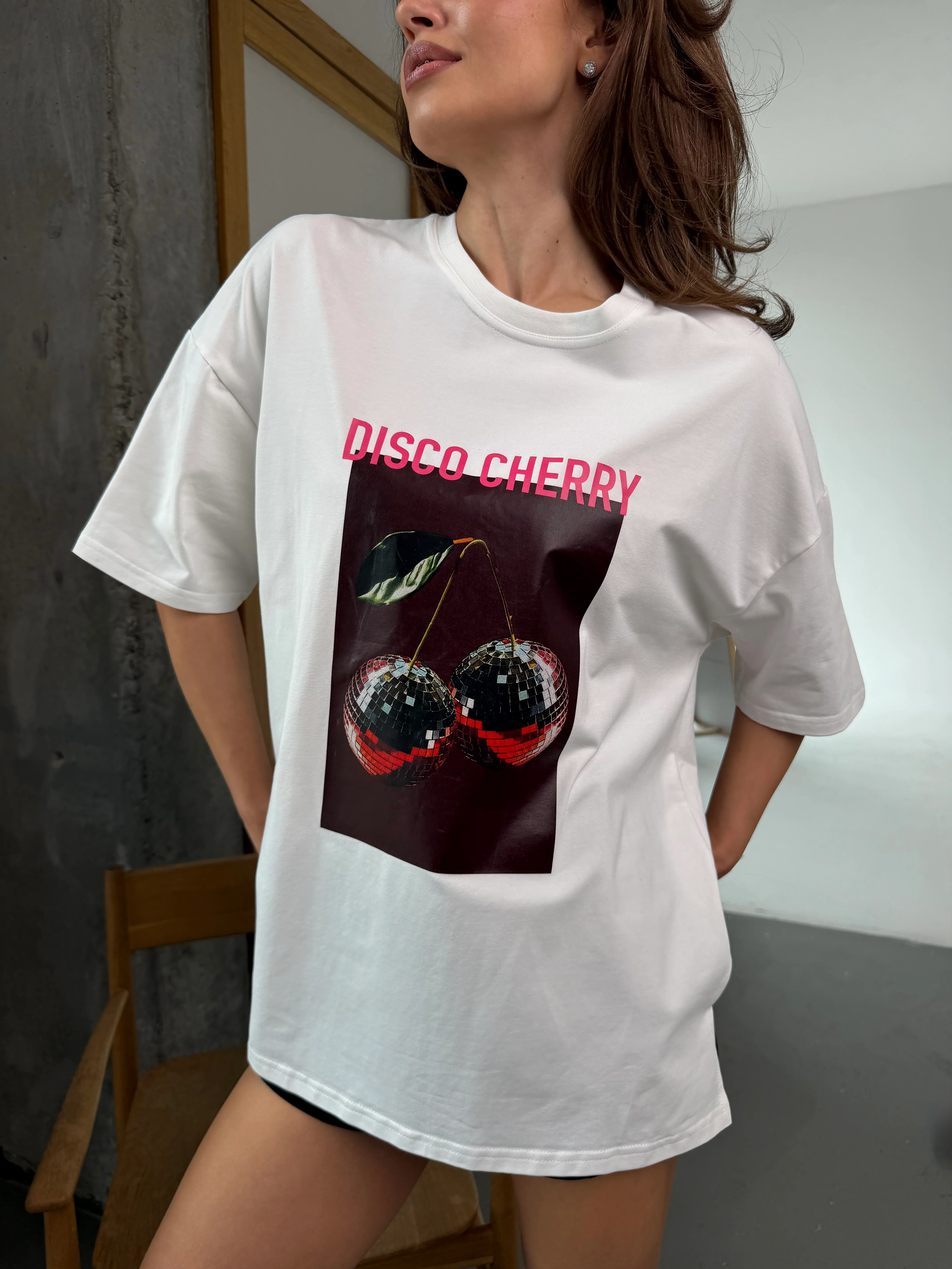 Disco Cherry Oversized Printed T-Shirt - Image 5