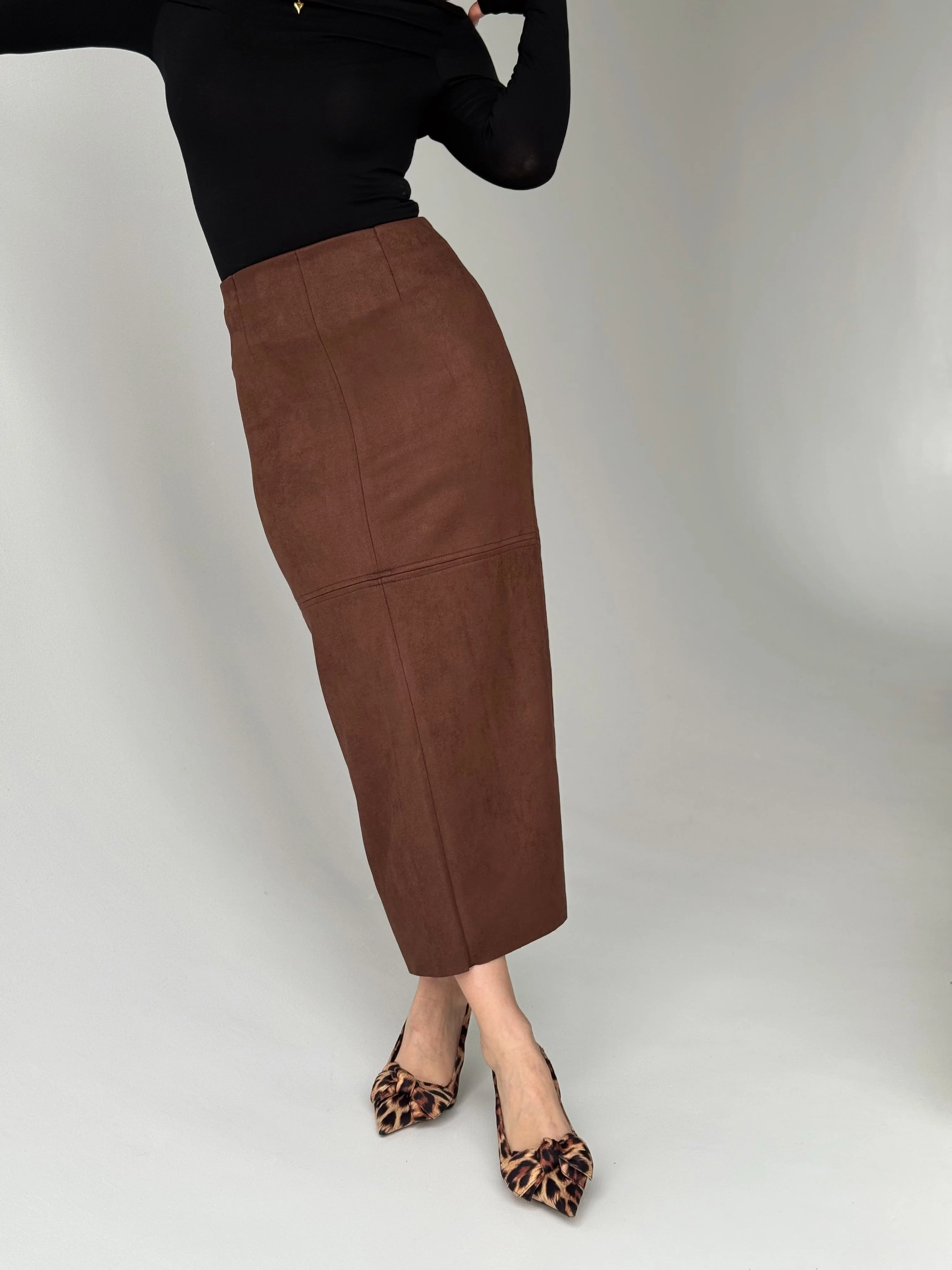 Kava Suede Midi Skirt - Image 2