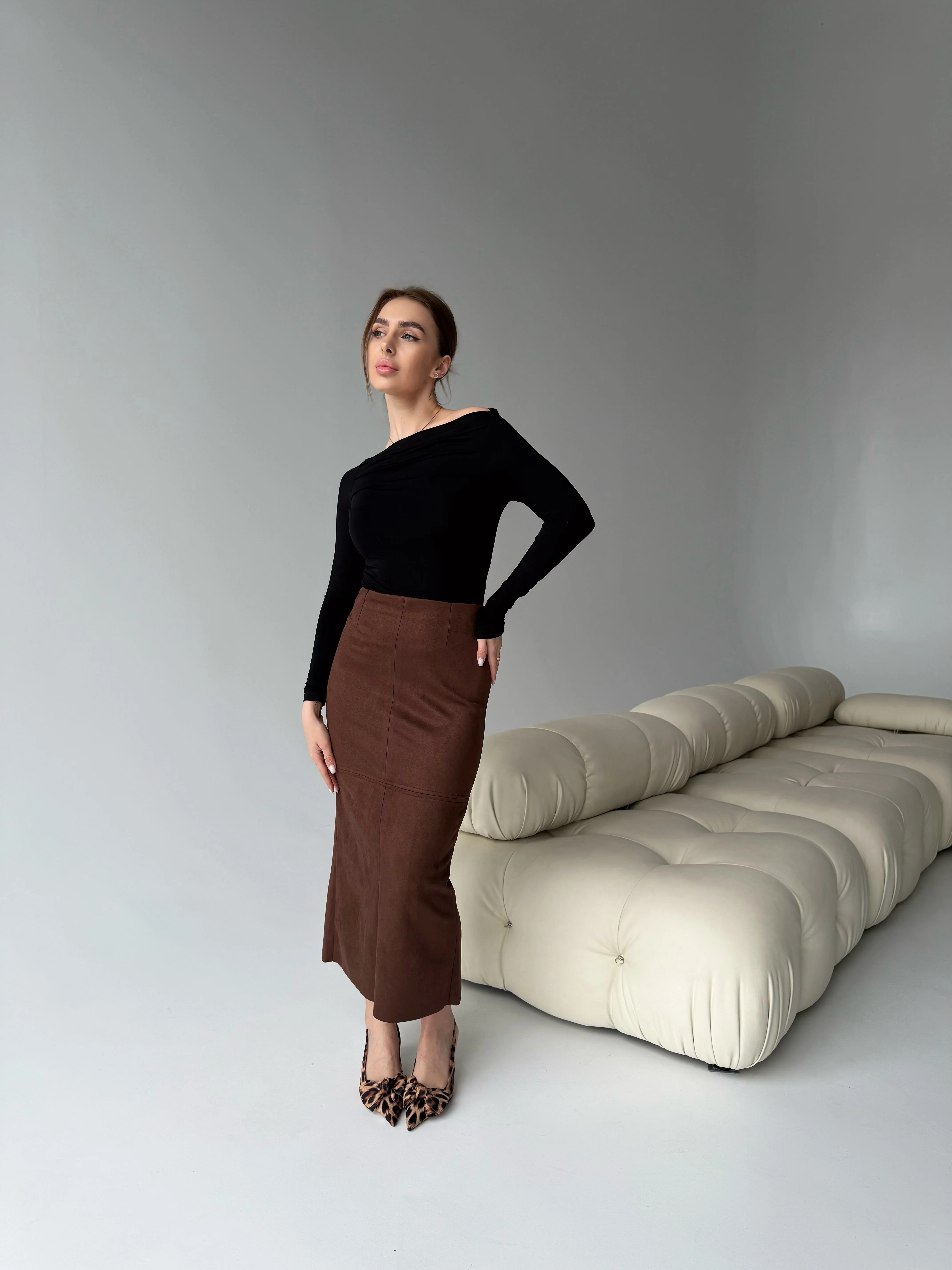 Kava Suede Midi Skirt - Image 4