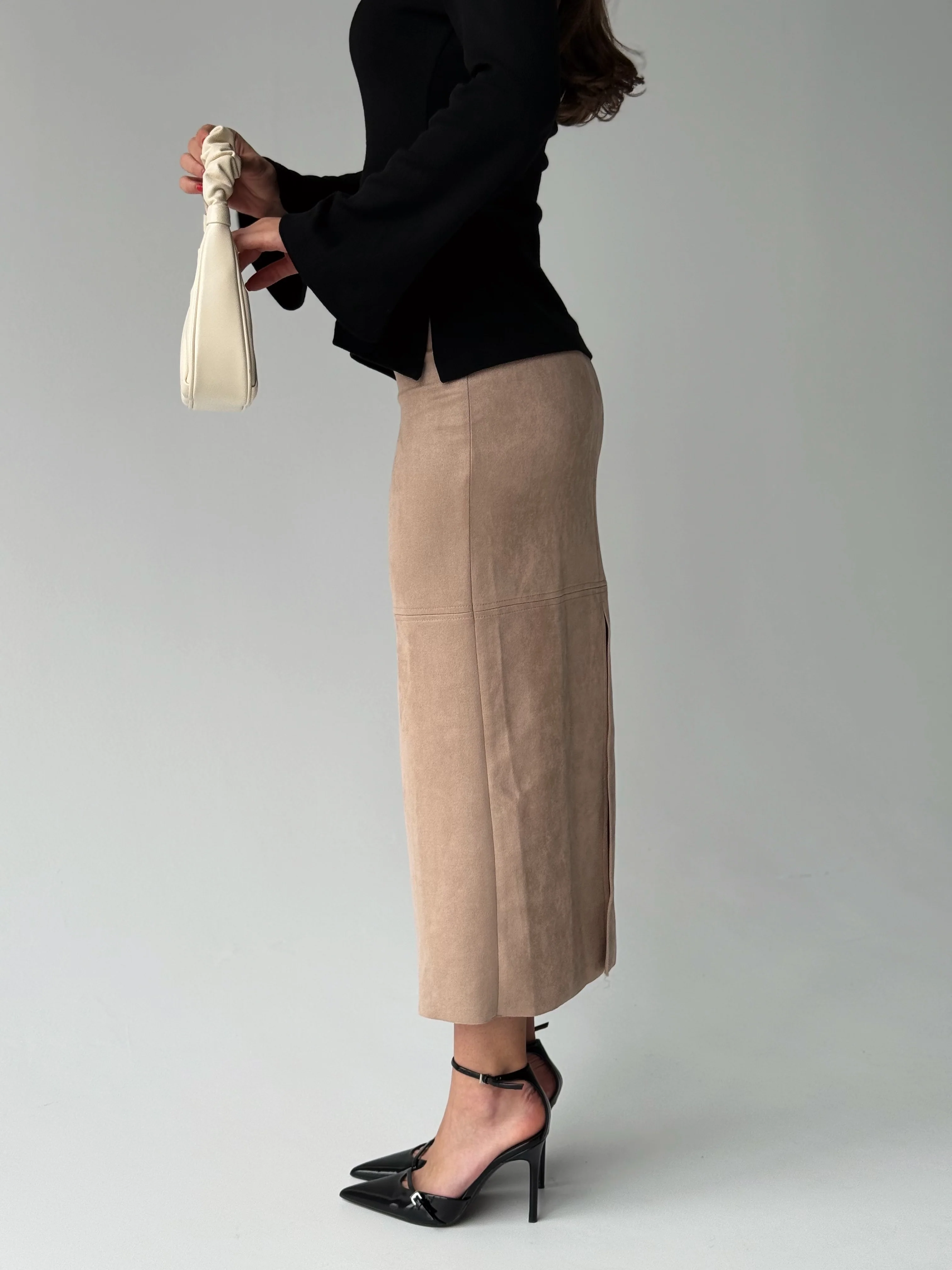 Kava Suede Midi Skirt - Image 8