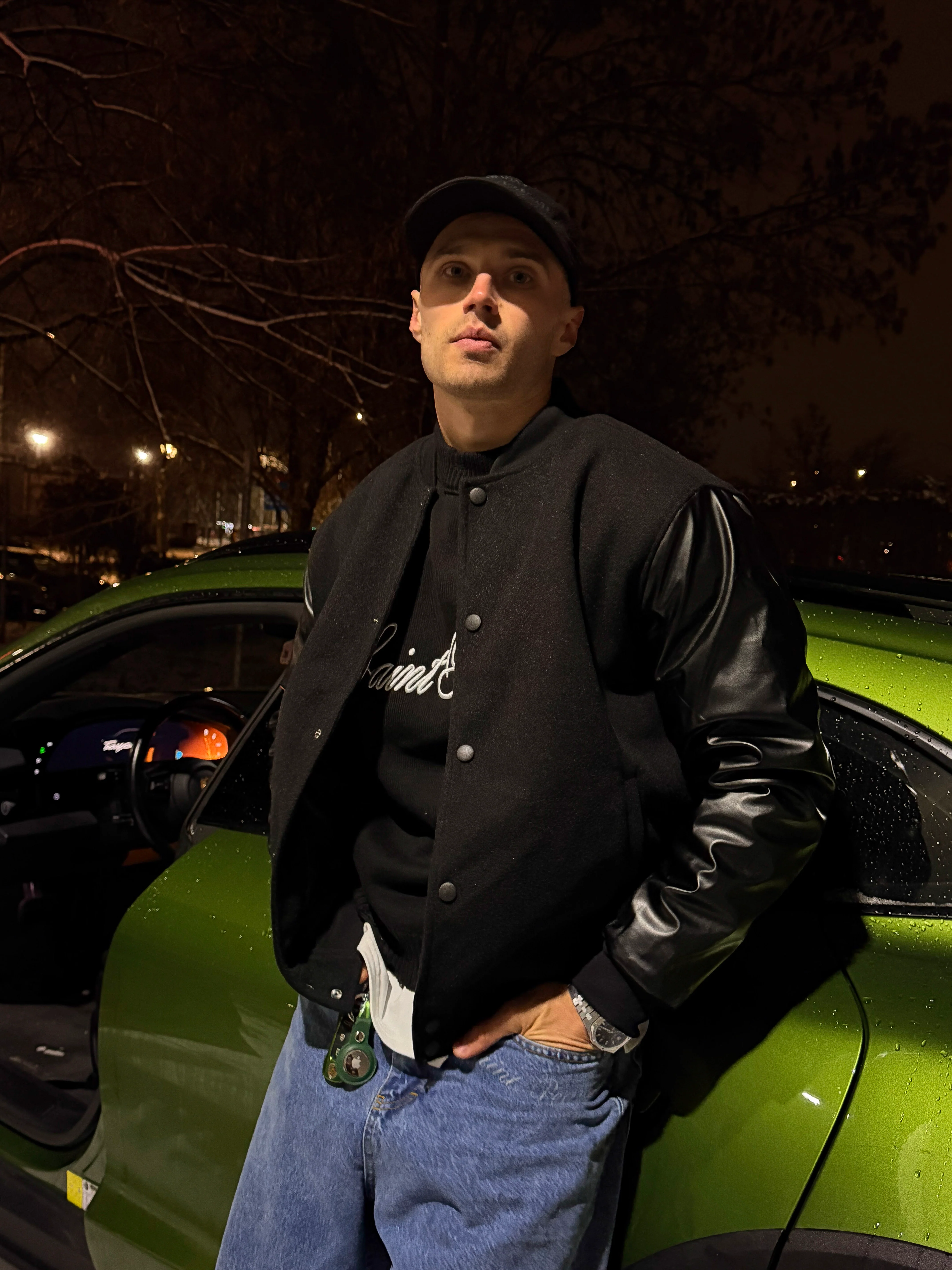 Leather bomber