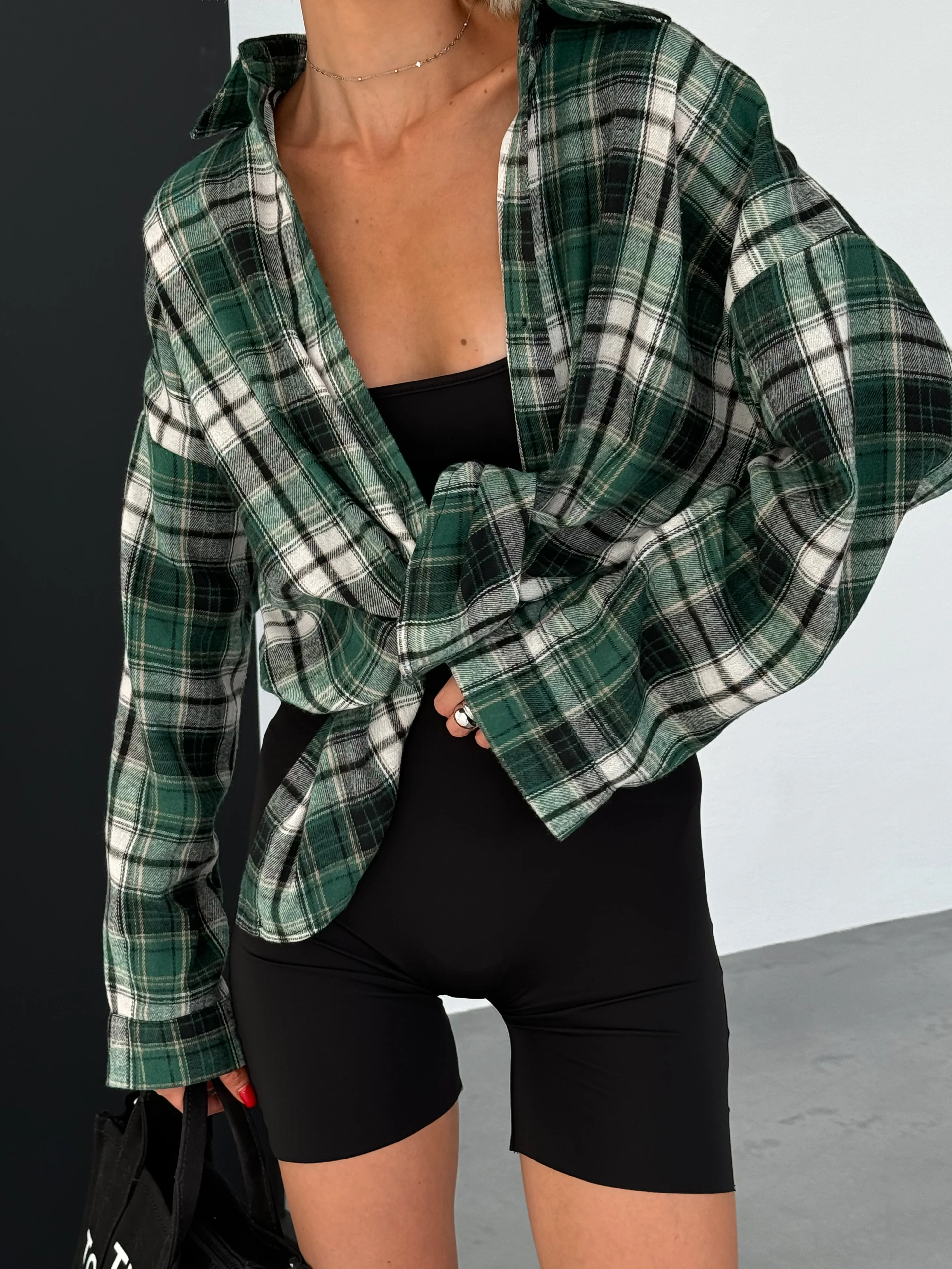 Oversized checkered shirt